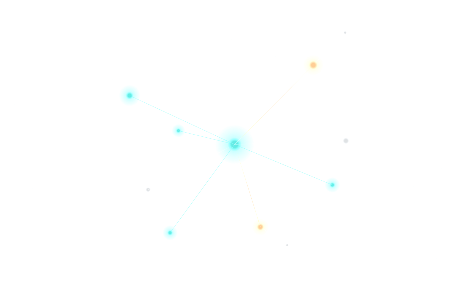Visualisation of subdomain risk association: teal marks measured subdomains with assets under monitoring, amber marks blind subdomains with assets but no monitoring, and grey marks associated-risk subdomains outside the asset inventory that can still expose the ones being monitored